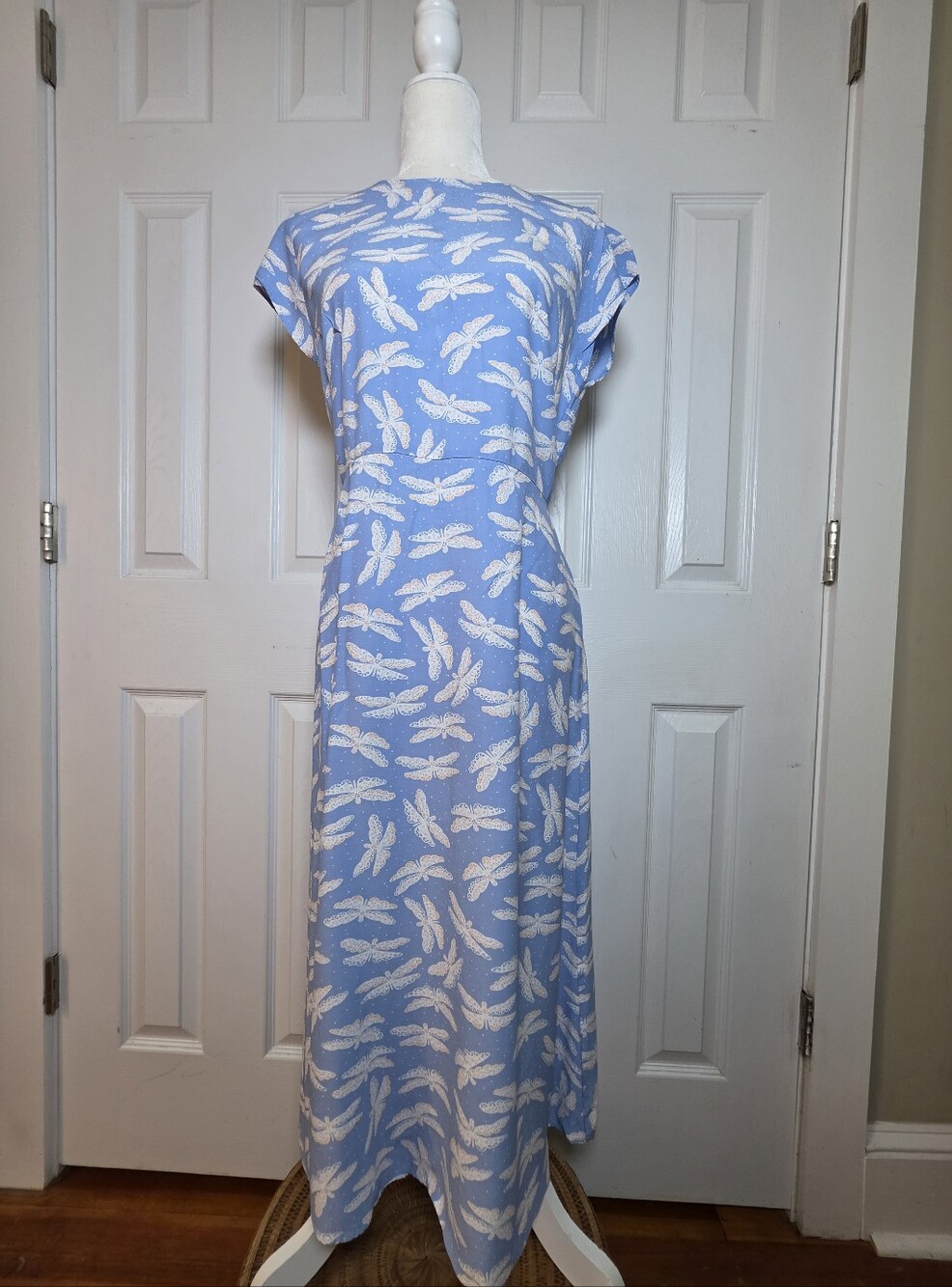 Loft Womens Light Blue Dragonfly Print Maxi Dress